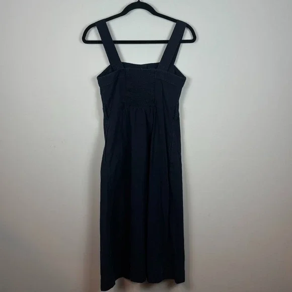 Everlane The Cotton Weave Picnic Midi Dress Navy Womens sz 2 Classic Clean Girl - Picture 4 of 10